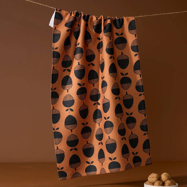 Geometry: Acorn Noir Tea Towel