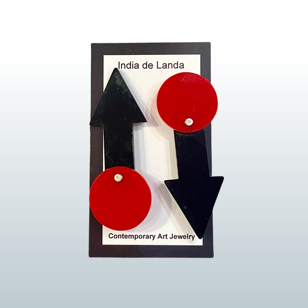 India de Landa: Blk/Red Arrow Earrings