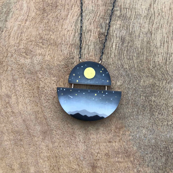 Fernworks: Full Moon over Mountains Necklace