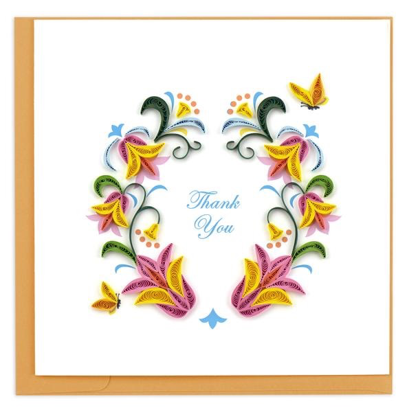 Quilling: Thank You Flower Wreath Card