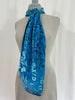 Sherit Levin: Devore Silk/Velvet  Scarf, Lily Pads in Turquoise
