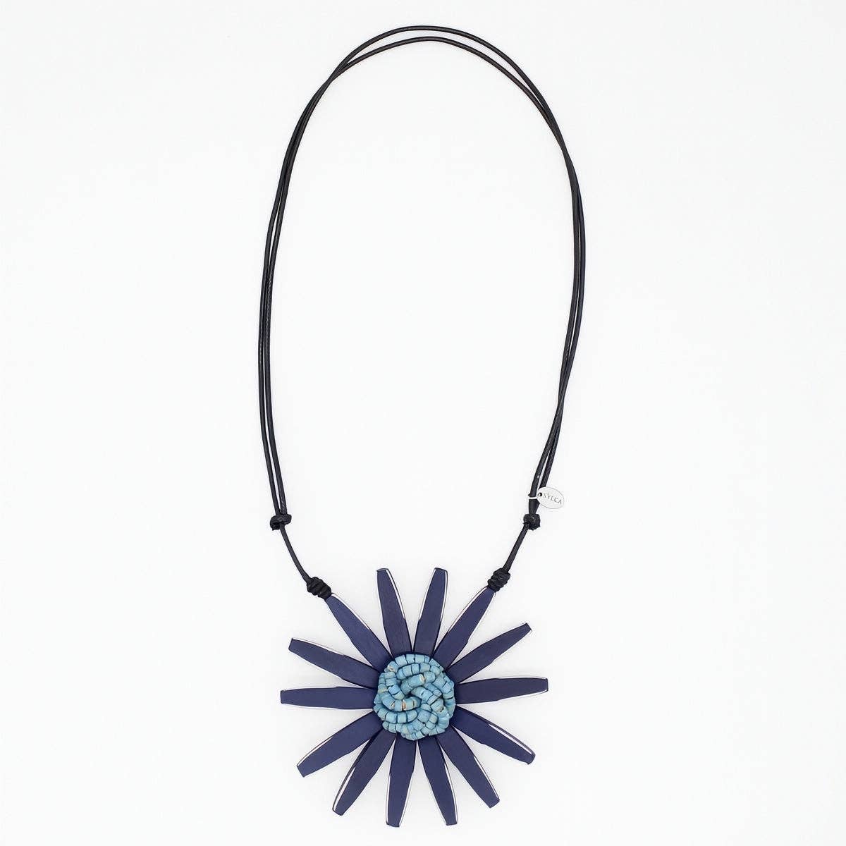 Sylca: Amaya Flower Necklace, Navy
