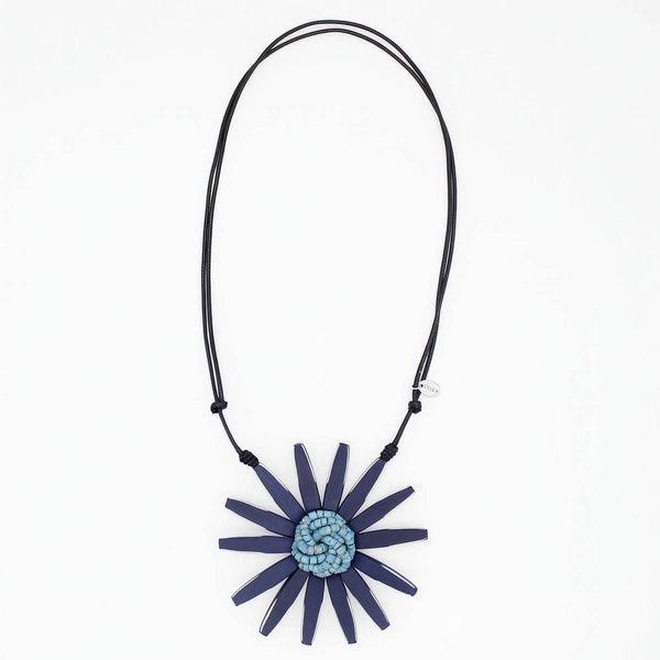 Sylca: Amaya Flower Necklace, Navy