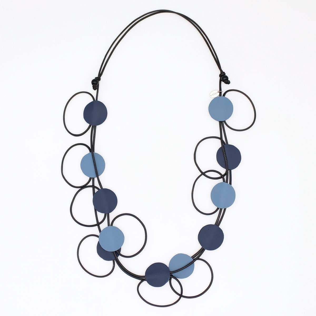 Sylca: Coastal Waves Leather Loop Necklace