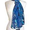 Sherit Levin: Devore Silk/Velvet Scarf, Blue in Branches