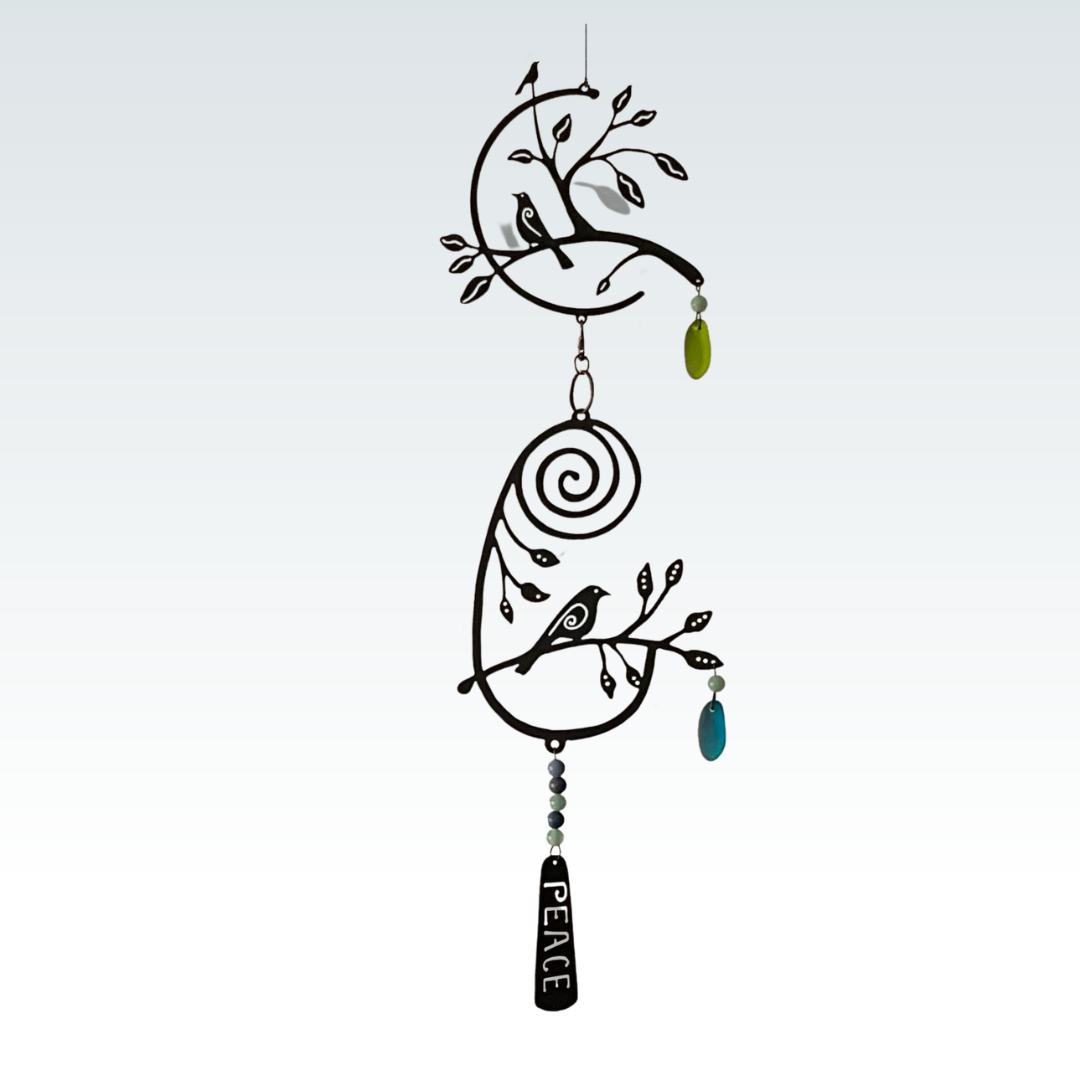 Studio Jorn: Two Birds on Branches w/ Spiral & Peace Dangle