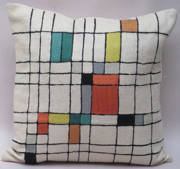 Natural Habitat: Chain Stitch Pillow,  Delaunay Mod Block 18"