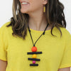 Sylca: Linear Layers Pendant Necklace, Orange