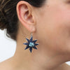 Sylca: Amaya Flower Earrings, Navy