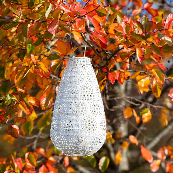 Allsop: Stella Blossom 14" Teardrop Solar Lantern Pearl
