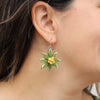 Sylca: Amaya Flower Earrings, Olive