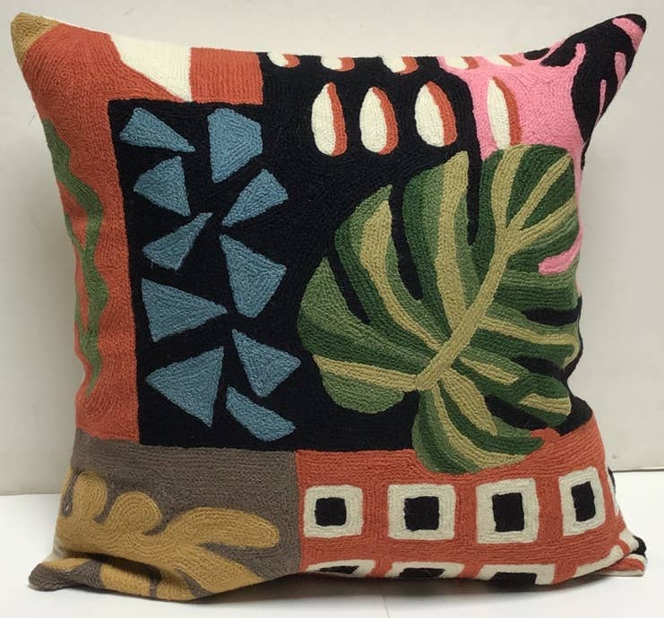 Natural Habitat: Chainstitch Pillow, Matisse Leaves #6, 18"