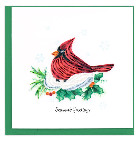 Quilling Card: Snowy Cardinal