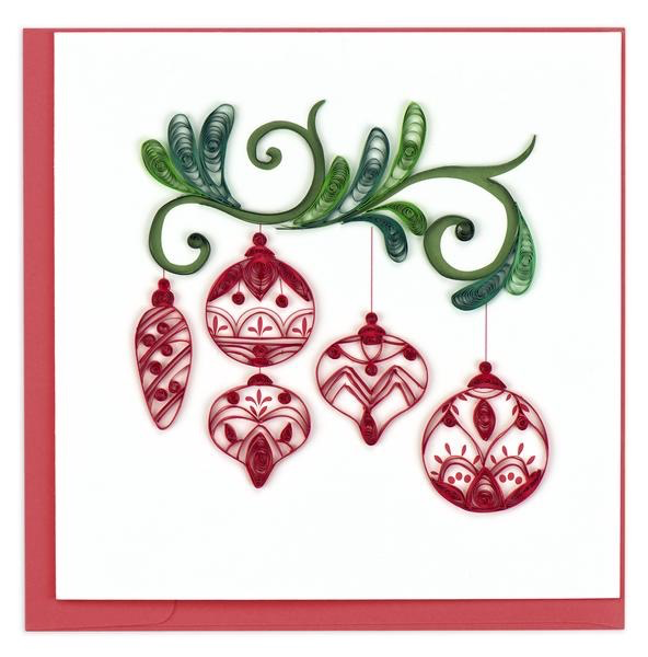 Quilling Card: Red Holiday Ornaments