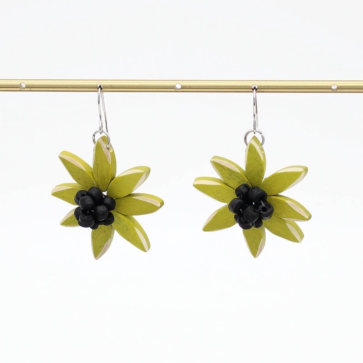 Sylca: Amaya Flower Earrings, Lime