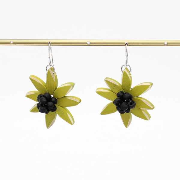 Sylca: Amaya Flower Earrings, Lime