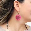 Sylca: Circle Cut-Out Earrings, Magenta