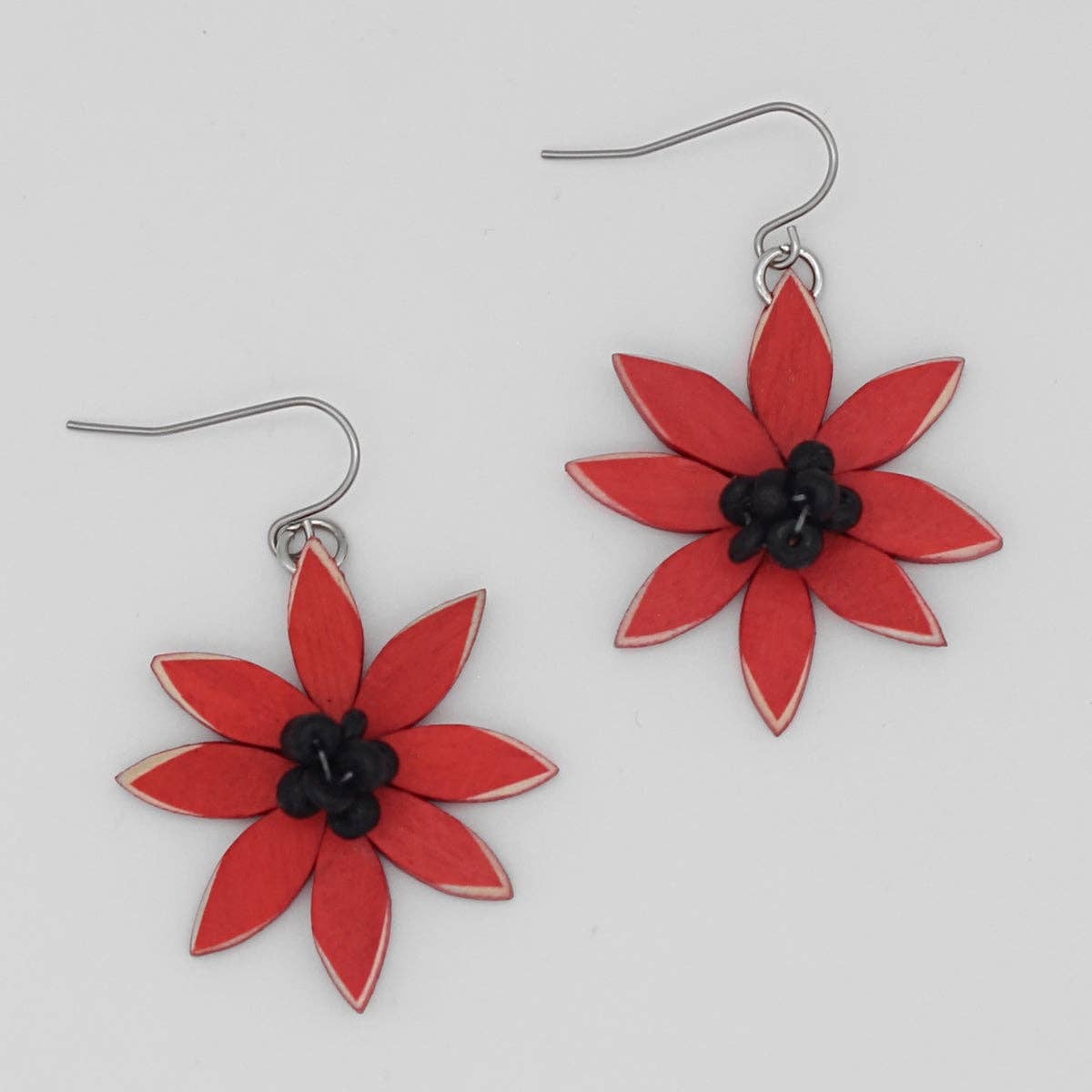 Sylca: Amaya Flower Earrings, Red