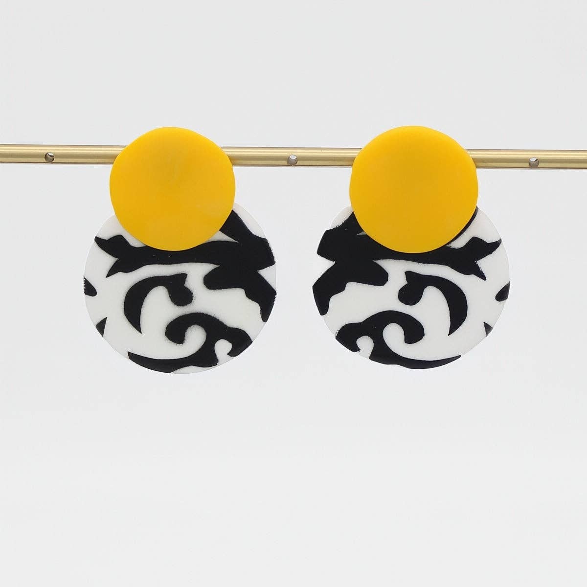 Sylca: Yellow, Black and White Lola Statement Earrings