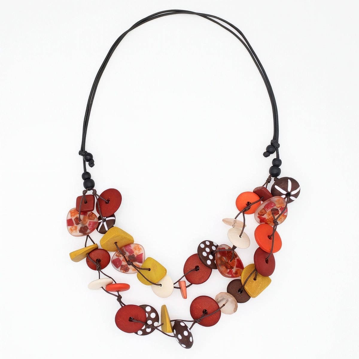 Sylca: Colorburst Confetti Necklace, Brown