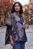 Yaza: Wool Poncho, Blue Mosaic
