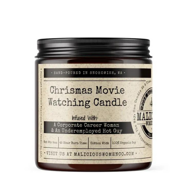 Malicious Women Candle Co: Christmas Movie Watching Candle  (Mint Hot Chocolate and Pine)