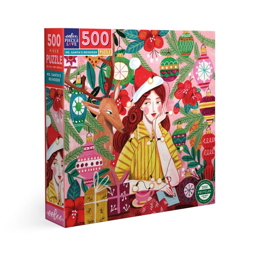 eeBoo: Ms. Santa's Reindeer 500pc Puzzle