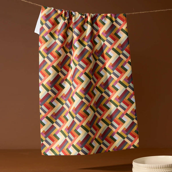 Geometry: Vivid Cascade Tea Towel