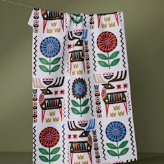 Geometry: Folk Deer Tea Towel