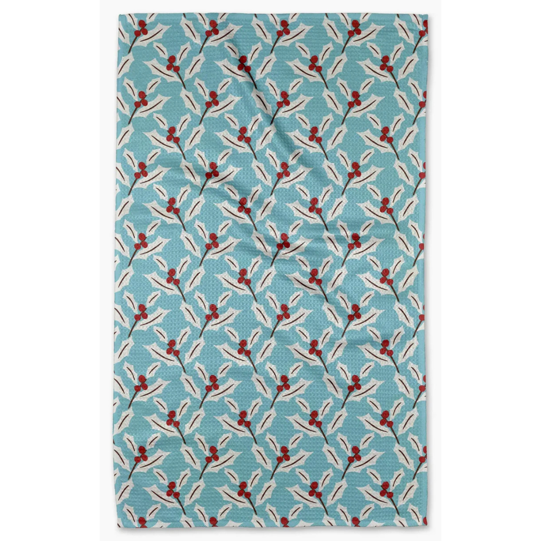 Geometry: Winter Holly Tea Towel