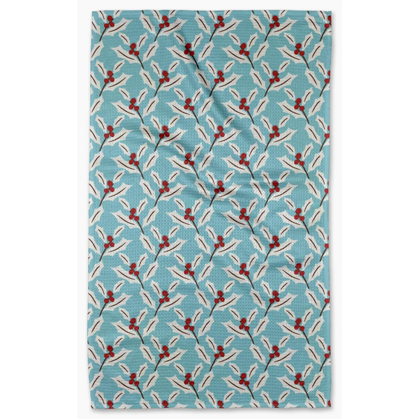 Geometry: Winter Holly Tea Towel