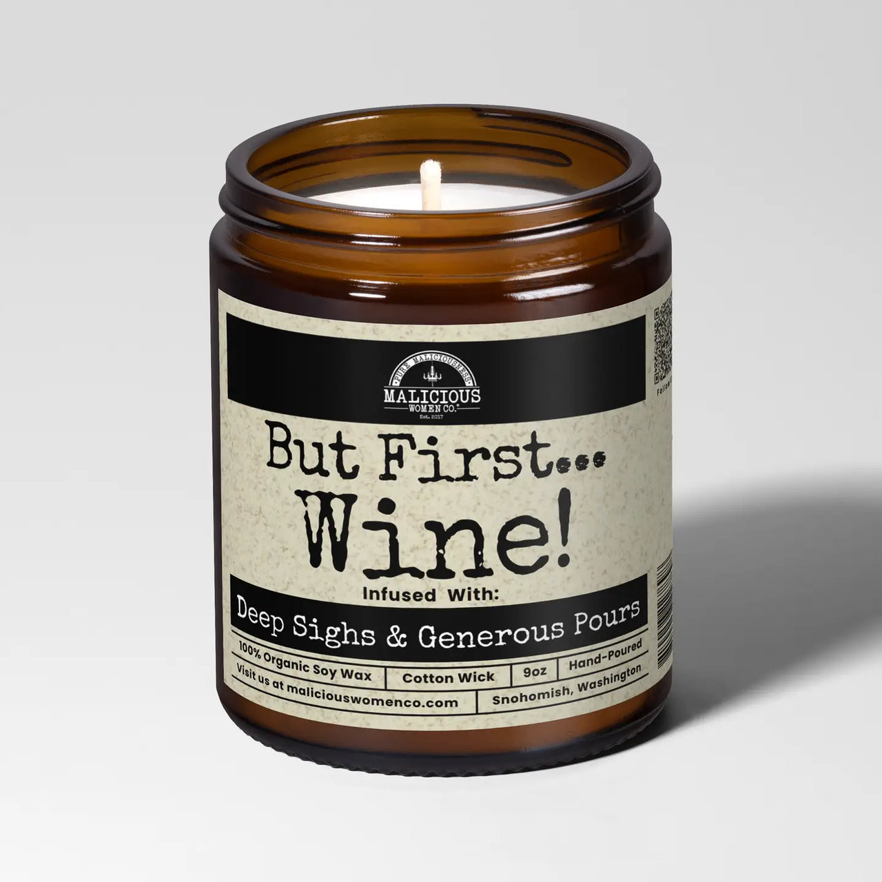 Malicious Women Candle Co: But First... Wine Candle