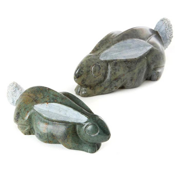 Swahili Imports: Small Stone Rabbit Sculpture, Serpentine
