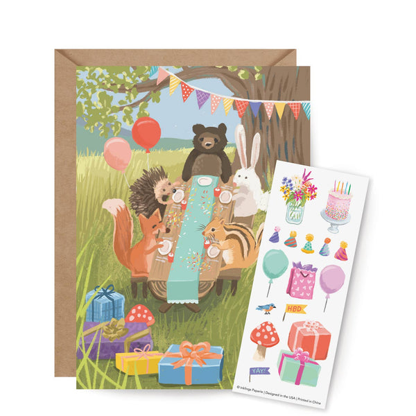 Inklings Paperie: Woodland Party Sticker Card
