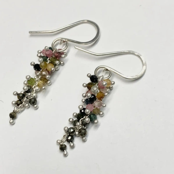 YedOmi: Small Tourmaline & Pyrite Wisteria Earrings