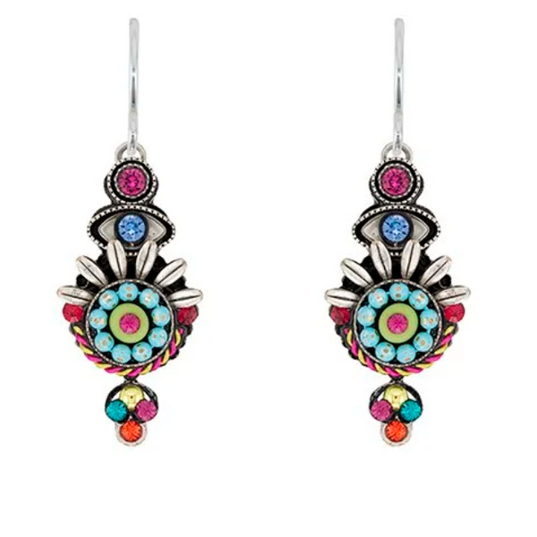 Firefly: Heart w/ Evil Eye Long Drop Earrings (E852-MC)