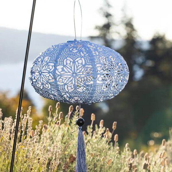 Allsop: Stella Tassel 25.5" Ballon Solar Lantern, Sky Blue