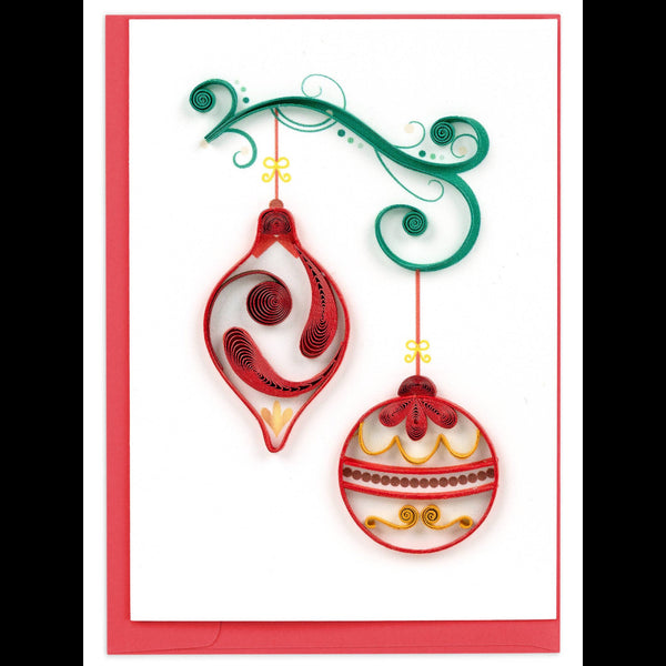 Quilling Card: Red & Gold Ornaments Gift Enclosure