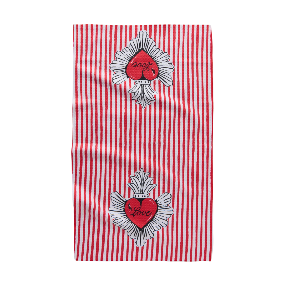 Geometry: Sacred Striped Love Hearts Tea Towel