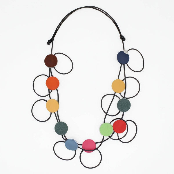 Sylca: Watercolor Waves Leather Loop Necklace