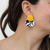 Sylca: Yellow, Black and White Lola Statement Earrings