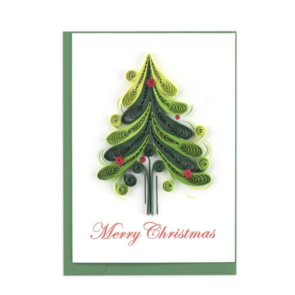 Quilling Card: Christmas tree gift enclosure