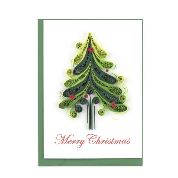 Quilling Card: Christmas tree gift enclosure