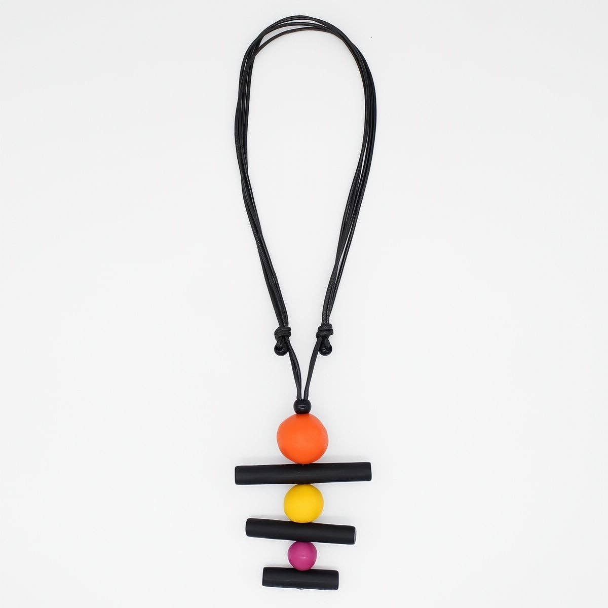 Sylca: Linear Layers Pendant Necklace, Orange