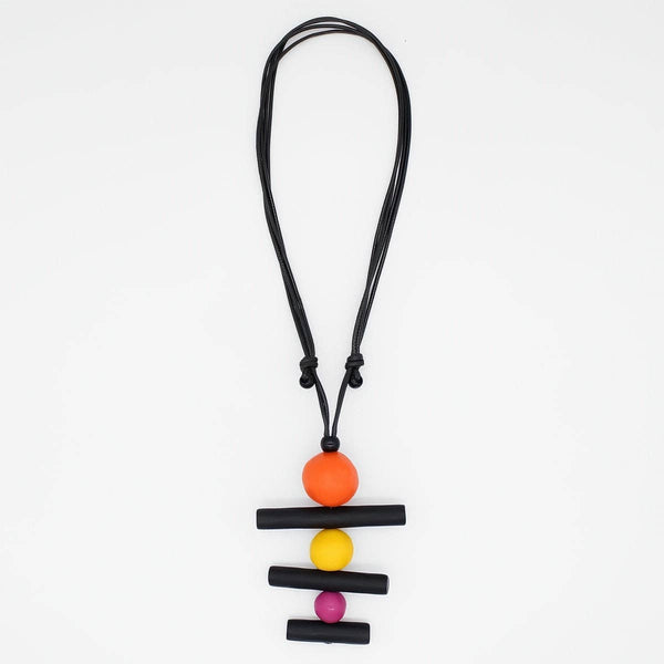 Sylca: Linear Layers Pendant Necklace, Orange