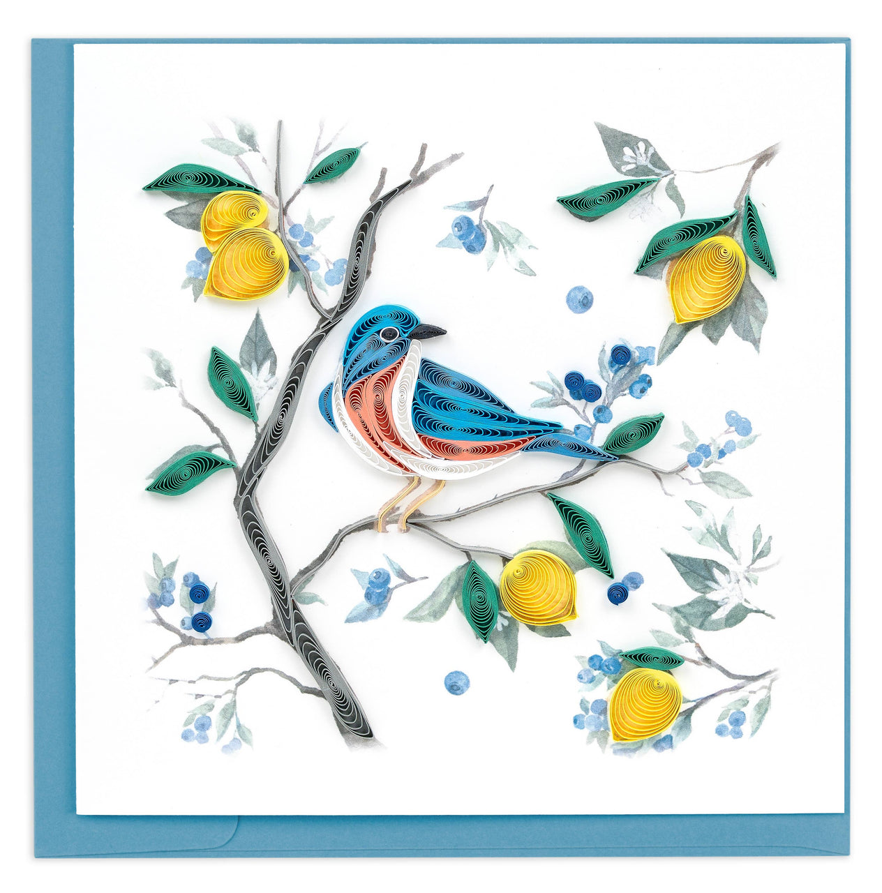 Quilling Card: Bluebird with Lemons & Blueberries