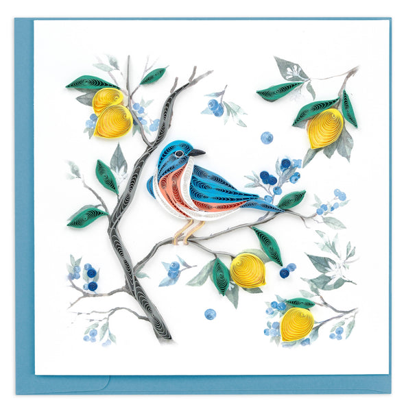 Quilling Card: Bluebird with Lemons & Blueberries