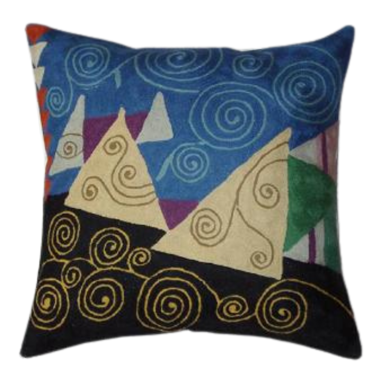 Natural Habitat: Chain Stitch Pillow, Klimt , Marine #2