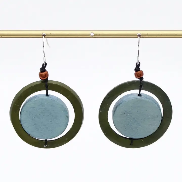 Sylca: Circle Cut-Out Earrings, Blue