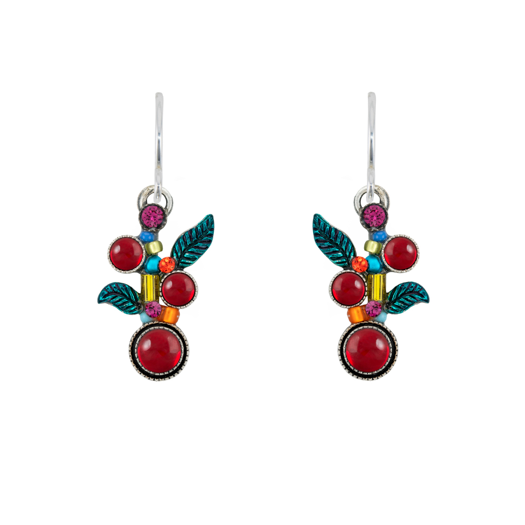 Firefly: Scallop Red Berries Earrings (E475)